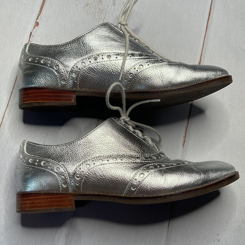 Vionic 10 Hadley Oxford Shoes Silver Wingtips Ladies Lace Up Dressy Rockabilly - Picture 7 of 17